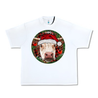 White Hereford Cow Christmas Urban Heavy Tee - RanaPortraitStore