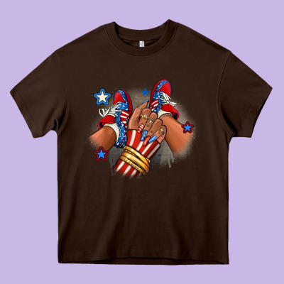 America Afro Girl Sneakers Heavy Core Tee Designed By Ranaportraitstore