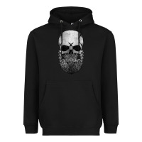 Black creepy bald and bearded skull for halloween & skeletons fans t shirt Heavyweight Hoodie - baoMotion