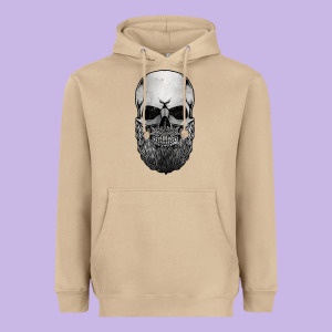 Creepy Bald And Bearded Skull For Halloween & Skeletons Fans T Shirt Heavyweight Hoodie Designed By Baomotion