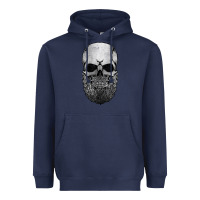 Navy creepy bald and bearded skull for halloween & skeletons fans t shirt Heavyweight Hoodie - baoMotion