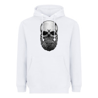 White creepy bald and bearded skull for halloween & skeletons fans t shirt Heavyweight Hoodie - baoMotion