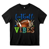 Black Football vibes green and blue Heavy Core Tee - HowdyJamesFarm