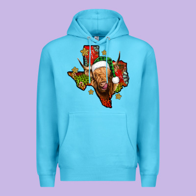 Christmas Texas Highland Cow Premium Hoodie Designed By Jasminsmagicworld