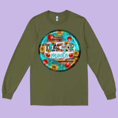 Teacher Mode Earrings Long Sleeve Tee Designed By Bundleandbundleshop