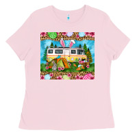 Bubblegum Pink Easter Day camping Ladies Tee - OliviaCreatesArt