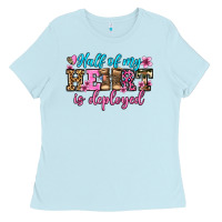 Baby Blue half of my haert is deployed olivia Ladies Tee - OliviaCreatesArt