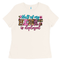 Bone half of my haert is deployed olivia Ladies Tee - OliviaCreatesArt