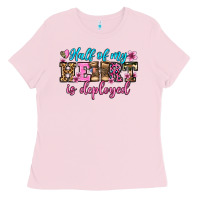 Bubblegum Pink half of my haert is deployed olivia Ladies Tee - OliviaCreatesArt