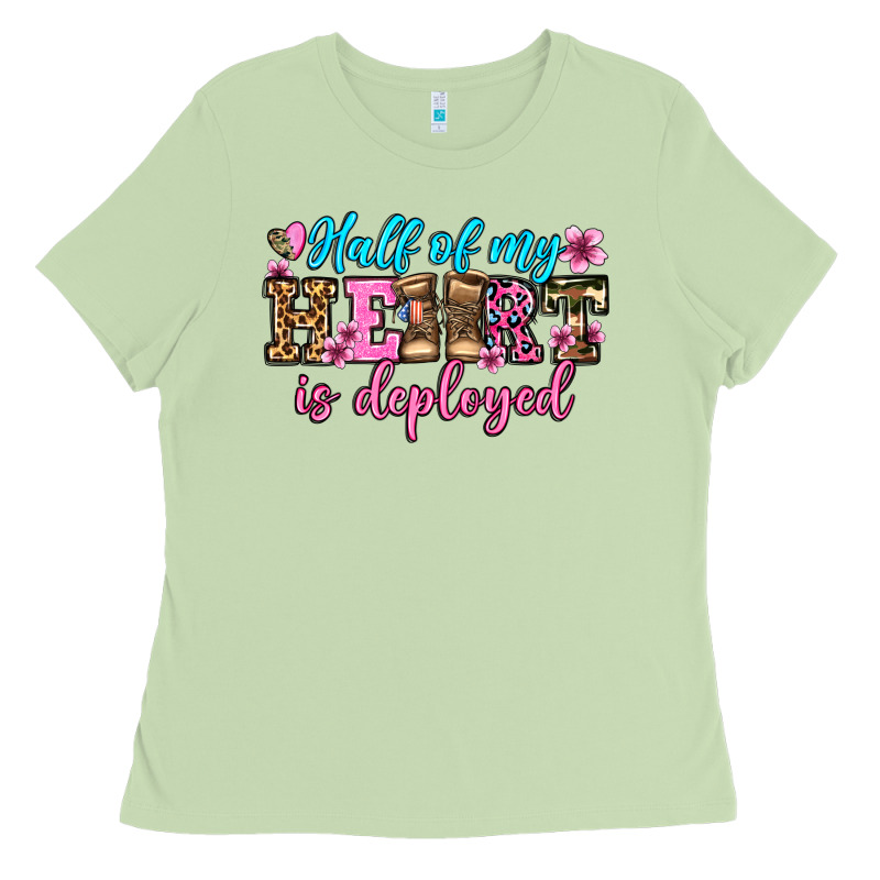 Half Of My Haert Is Deployed Olivia Ladies Tee by OliviaCreatesArt | Teevron
