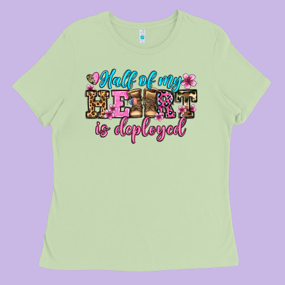 Half Of My Haert Is Deployed Olivia Ladies Tee Designed By Oliviacreatesart