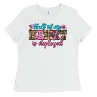 White half of my haert is deployed olivia Ladies Tee - OliviaCreatesArt
