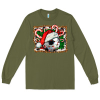 Army Green Soccer Ball Christmas With Hat And Candy Cane Long Sleeve Tee - FaDigitalArtStudio