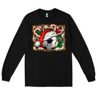 Black Soccer Ball Christmas With Hat And Candy Cane Long Sleeve Tee - FaDigitalArtStudio