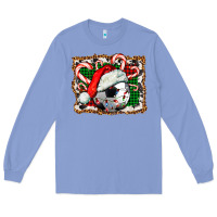 Colony Blue Soccer Ball Christmas With Hat And Candy Cane Long Sleeve Tee - FaDigitalArtStudio