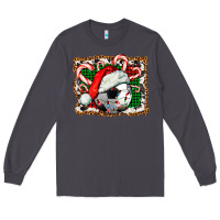 Smoke Soccer Ball Christmas With Hat And Candy Cane Long Sleeve Tee - FaDigitalArtStudio