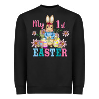 Black my first easter with baby bunny and eggs Heavyweight Sweatshirt - AdoDesignShop