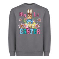 My First Easter With Baby Bunny And Eggs Heavyweight Sweatshirt | Teevron