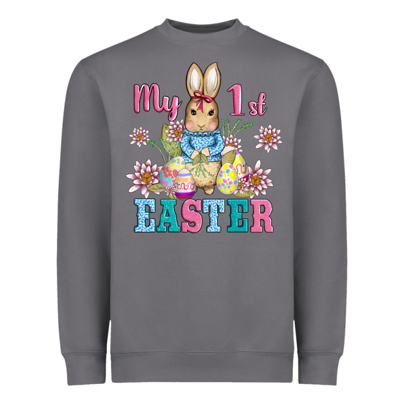 My First Easter With Baby Bunny And Eggs Heavyweight Sweatshirt by AdoDesignShop | Teevron
