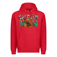 Red chicken mom Premium Hoodie - LillyAllenDesigns