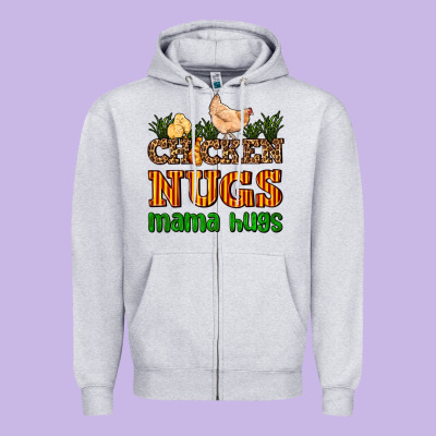 Chicken Nugs Mama Hugs Zipper Hoodie Designed By Adodesignshop
