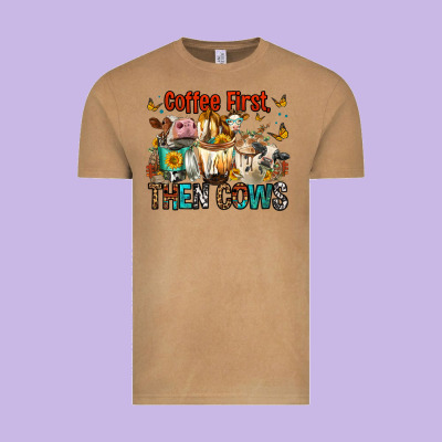 Coffee First Then Cows Vintage Tee Designed By Fadigitalartstudio