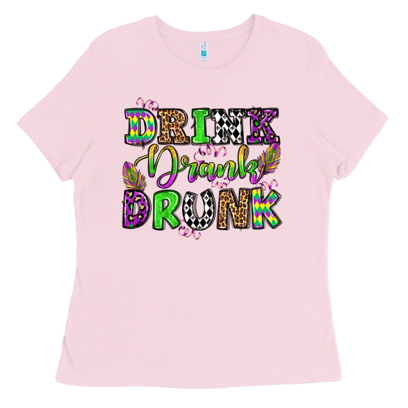 Drink Drank Drunk Mardi Gras Olivia Ladies Tee by OliviaCreatesArt | Teevron