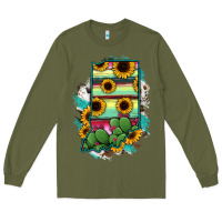 Army Green Indiana Map Sunflower Cactus Serape Long Sleeve Tee - RanaPortraitStore