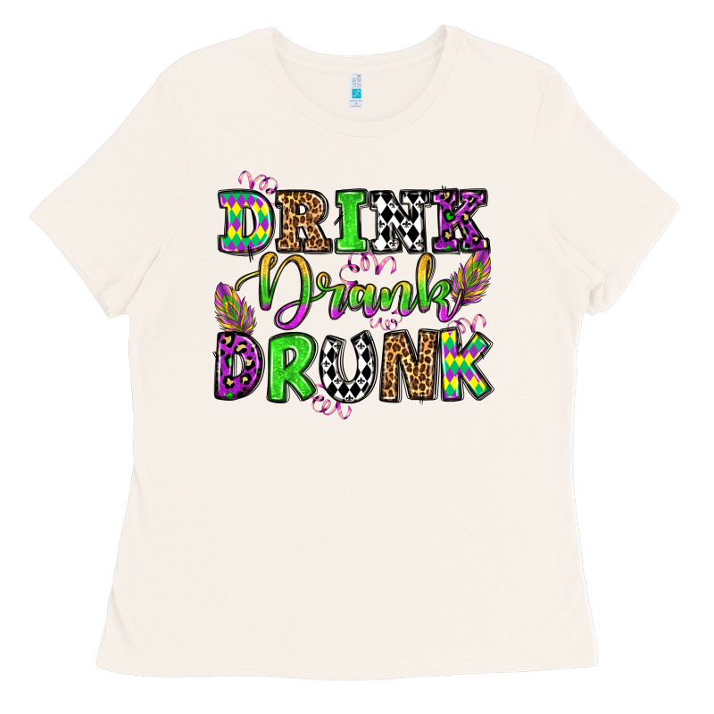 Drink Drank Drunk Mardi Gras Olivia Ladies Tee by OliviaCreatesArt | Teevron