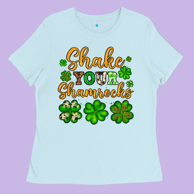 St. Patrick's Shake Your Shamrocks Ladies Tee Designed By Oliviacreatesart