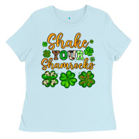 Baby Blue St. Patrick's Shake your shamrocks Ladies Tee - OliviaCreatesArt
