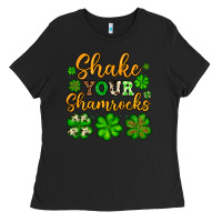 Black St. Patrick's Shake your shamrocks Ladies Tee - OliviaCreatesArt