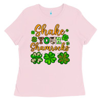 Bubblegum Pink St. Patrick's Shake your shamrocks Ladies Tee - OliviaCreatesArt