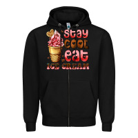 Black stay cool eat ice cream Zipper Hoodie - AdoDesignShop