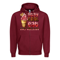Burgundy stay cool eat ice cream Zipper Hoodie - AdoDesignShop