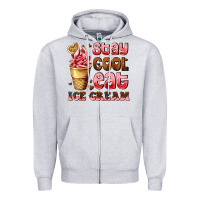 Heather Grey stay cool eat ice cream Zipper Hoodie - AdoDesignShop