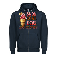 Navy stay cool eat ice cream Zipper Hoodie - AdoDesignShop