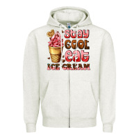 Oatmeal Heather stay cool eat ice cream Zipper Hoodie - AdoDesignShop