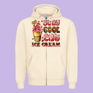 Stay Cool Eat Ice Cream Zipper Hoodie Designed By Adodesignshop