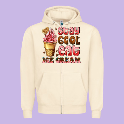 Stay Cool Eat Ice Cream Zipper Hoodie Designed By Adodesignshop