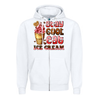 White stay cool eat ice cream Zipper Hoodie - AdoDesignShop