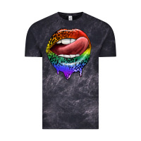 Cloud Black rainbow lips pride Vintage Tee - FaDigitalArtStudio
