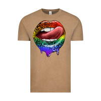 Vintage Coffee rainbow lips pride Vintage Tee - FaDigitalArtStudio