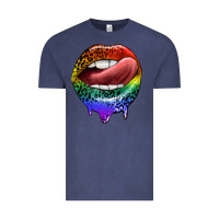 Vintage Denim rainbow lips pride Vintage Tee - FaDigitalArtStudio