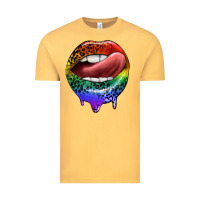 Vintage Mustard rainbow lips pride Vintage Tee - FaDigitalArtStudio