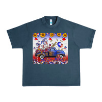 Midnight Navy Fourth Of July Truck American Flag Urban Heavy Tee - FaDigitalArtStudio