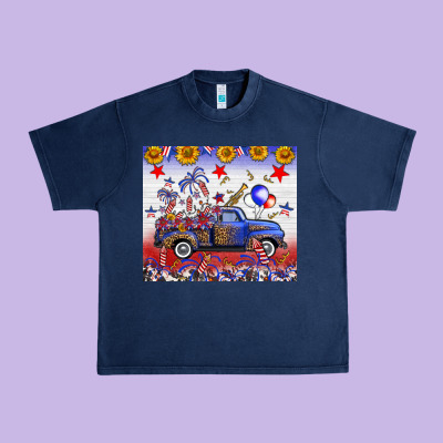 Fourth Of July Truck American Flag Urban Heavy Tee Designed By Fadigitalartstudio