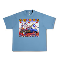 Pebble Blue Fourth Of July Truck American Flag Urban Heavy Tee - FaDigitalArtStudio