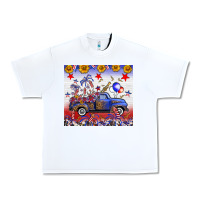 White Fourth Of July Truck American Flag Urban Heavy Tee - FaDigitalArtStudio