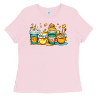 Bubblegum Pink honey bee coffee cups Ladies Tee - OliviaCreatesArt